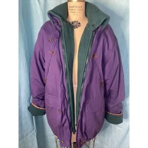 MULBERRY STREET PURPLE Teal Puff Jacket Coat Size Small Made In Russia